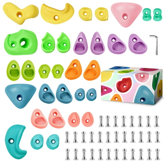 Climbing Rock Set For Outdoor Play, 32 Climbing Holds With 32 Bolts & 1 Wrench, Outdoor Climbing Wall For S & Teens, Park Climbing Structure, Home Fitness Climbing Point