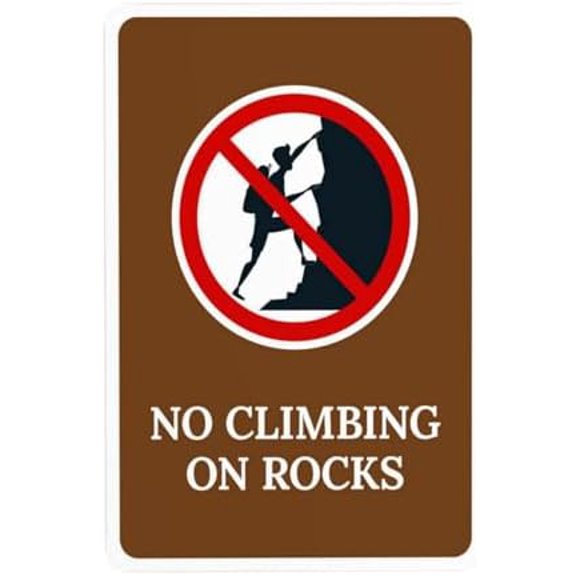 No Climbing On Rocks With Prohibited Graphic Warning,Rules Security Metal Signs for Outdoor Indoor Road Yard Garage Home Busines Street Wall Caution Decor 8 x 12 Inch