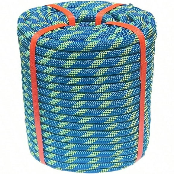 Climbing Rope 1/2 in x 150 Ft Blue Bull Rope Polyester Braided Arborist Rope 1/2 inch 48 Strands 150ft for Tree PullingNautical Rigging Rope Swing
