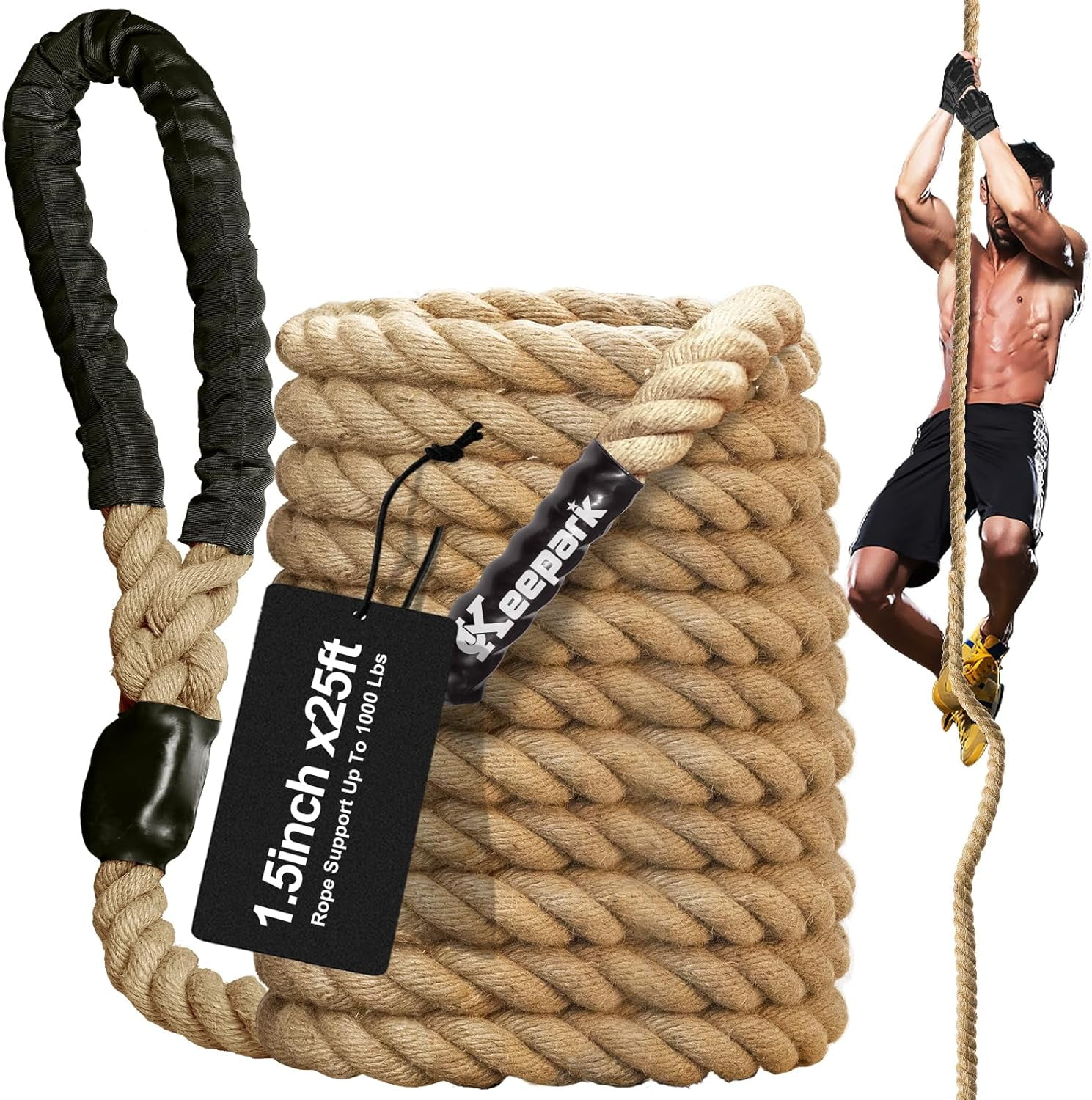 15 Inch Rope Climbing Rope 1.5 Inch Diameter 10FT 15FT 20FT 25FT 30FT 35FT Gym ...