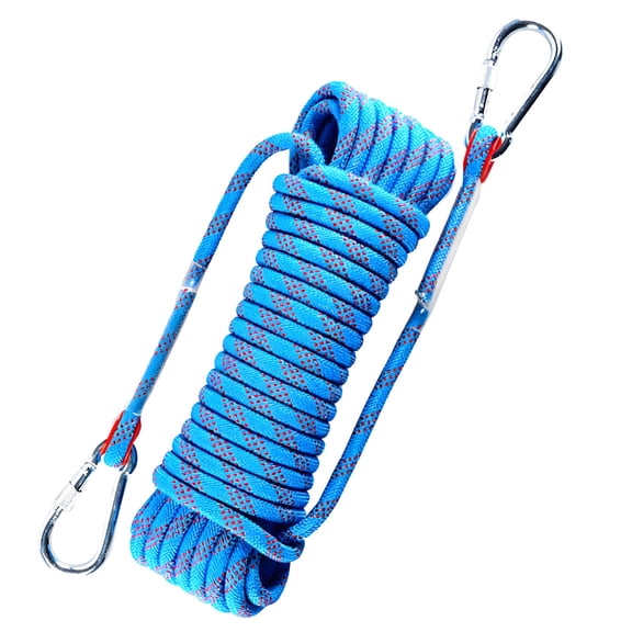 Climbing Rope, 32.8 ft x 0.39 in Static Rope with Carabiners, 10 m x 10 mm Heavy Duty for Hiking, Rescue, Escape
