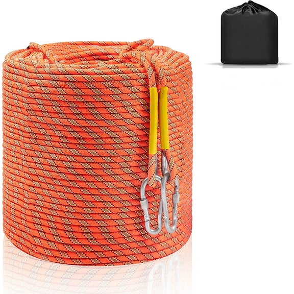 Climbing Rope, Dynamic Rock Climbing Rope, Braided Polyester Arborist Rigging Rope, Escape Equipment in 32ft/64ft/96ft/160ft/230ft/500ft/985ft with Carry Bag