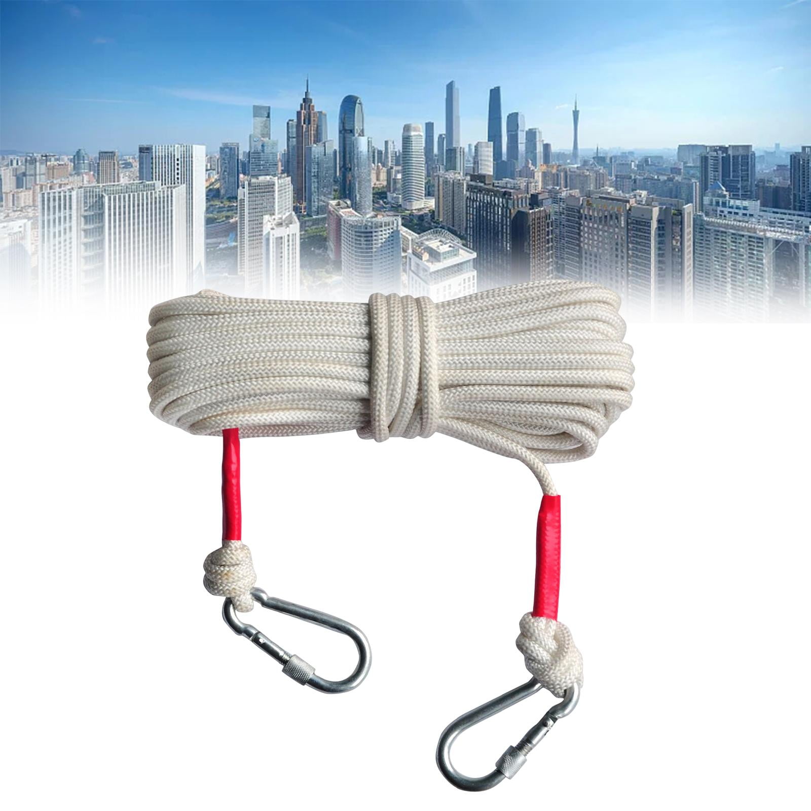 Climbing Rope Escape Rope with 2 Steel Hooks Nylon Rope Wear