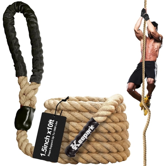 Climbing Rope Gym Exercise Ropes - 1.5 Inch Diameter 10FT 15FT 20FT 25FT 30FT 35FT 40FT 50FT Climb Rope for Fitness & Strength Training, Workout Climbing Rope for Adults Kids Home Indoor or Outdoor