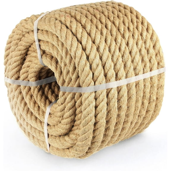 Climbing Rope, Jute Rope 1IN X100Feet, Heavy Duty & Thick Sisal Hemp Nautical Rope for Tug of War/Swing/Team Building Games for Carnival Party/Bundling/Crafts