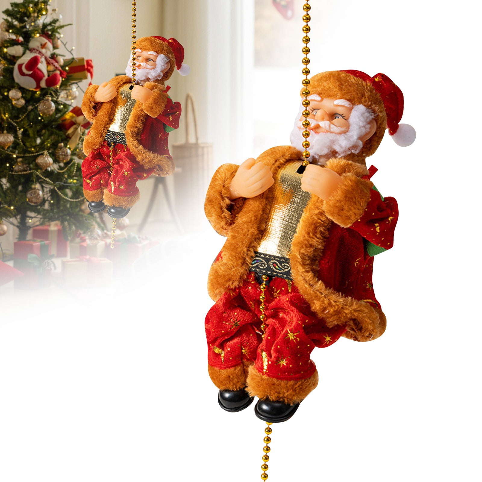 Santa Rope Climbing Rope Santa with Music, Animated Electric Santa Claus On Rope ...
