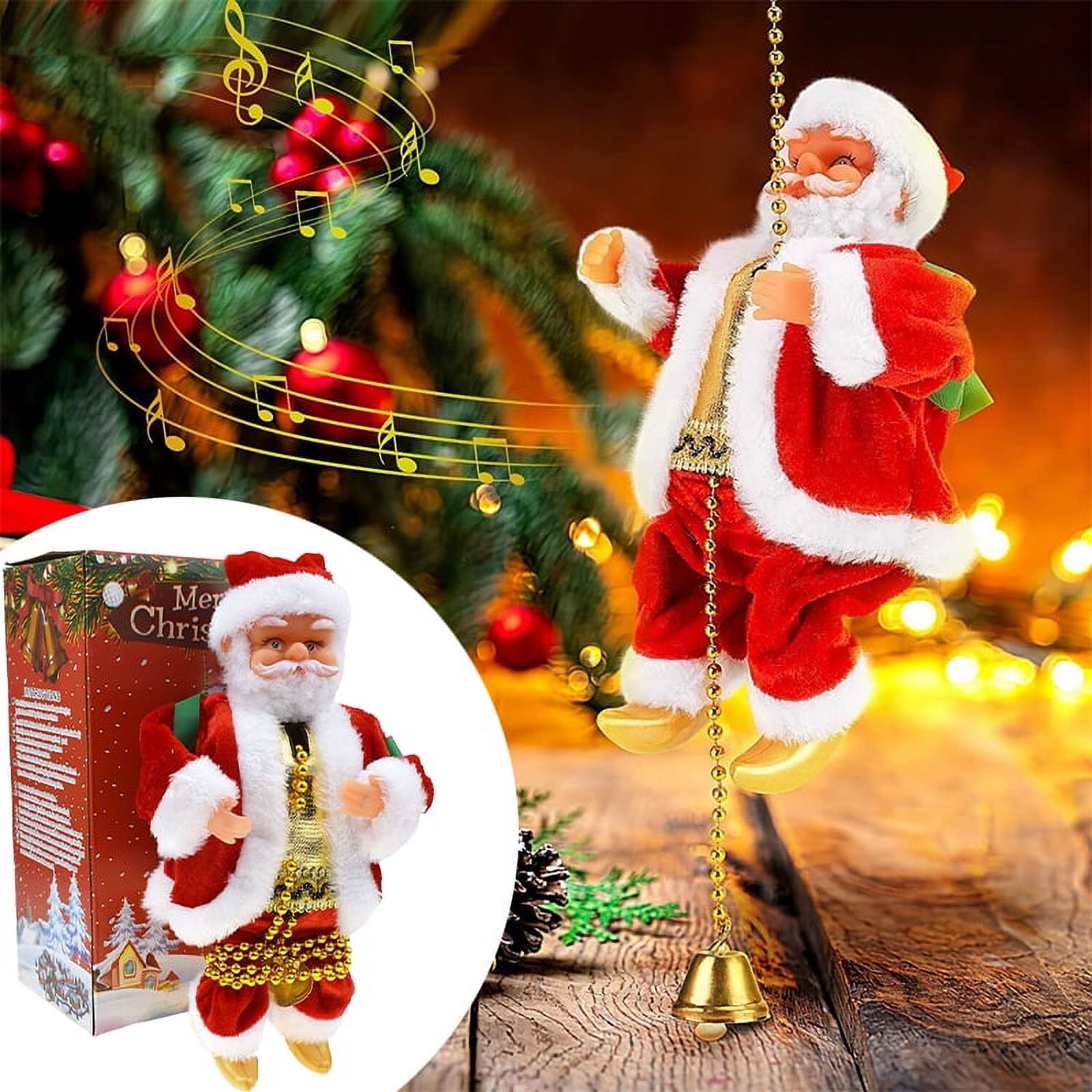 Climbing Rope Santa with Music, Christmas Tree Pendant Ornament Novelty
