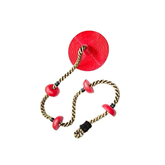 Climbing Rope with Discs – 74.8in Length 100kg Capacity PE Plastic Swings for Balance and Strength Training(Red)