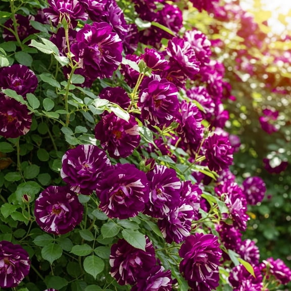 Climbing Roses Live Plants, Rose Bushes Ready to Planting, No Pot, Cut Back, Well Rooted, 6-8 Months Old (Deep Purple Lavender Striped)