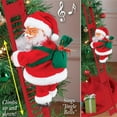 thumbnail image 1 of Climbing Santa Claus Christmas Ornament - Hanging Xmas Decor with Golden Necklace, Festive Tree & Home Decoration, Unique 65cm Ladder, Battery-Powered Santa Toy for Holiday Party & Wedding, 1 of 9
