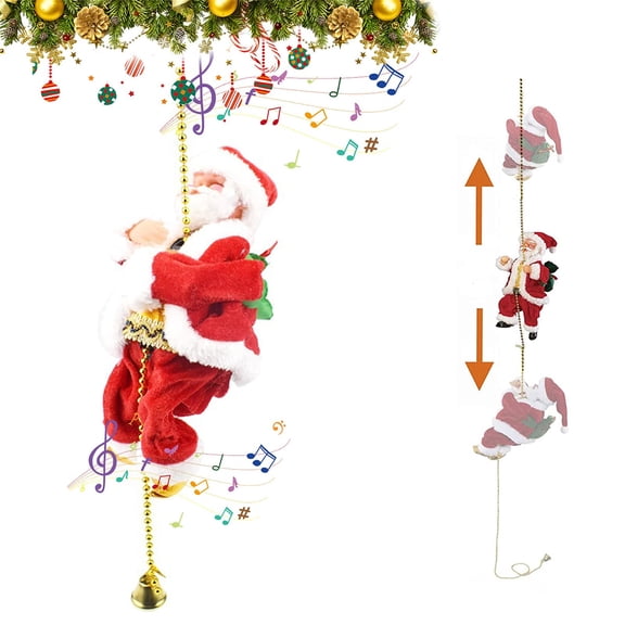 Climbing Santa Claus Electric on Ladder,Santa Claus Climbing Rope Ladder to Tree Climbing Santa Plush Doll Toy Hanging Ornament Christmas Tree Indoor Outdoor Christmas Holiday Home Decoration Rope