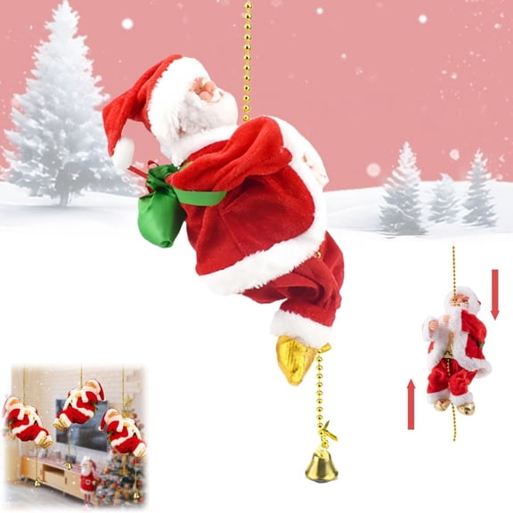 Climbing Santa Claus, Musical Animated Hanging Santa, Electric Rope Santa for Christmas Tree Holiday Home Decor