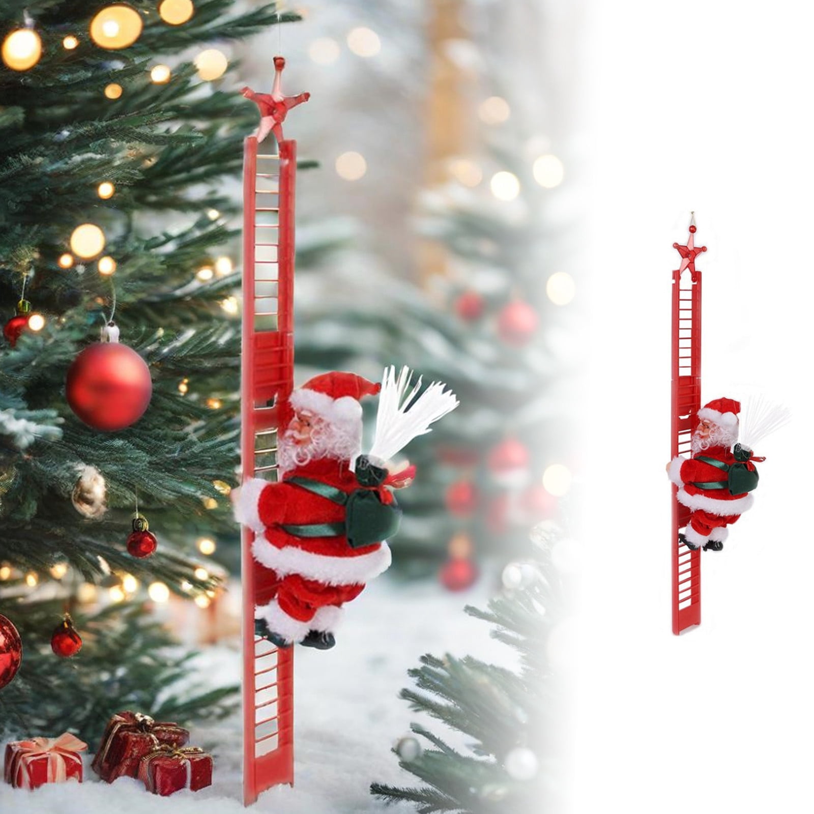 Climbing Santa with Music, Electric Santa Claus Climbing Ladder Up and ...
