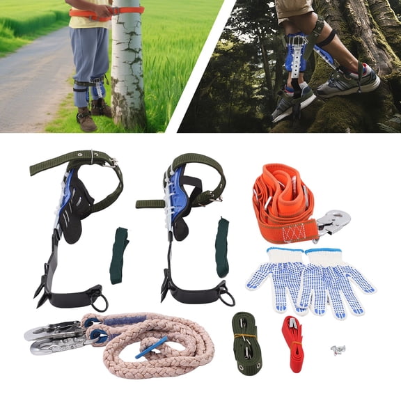 Climbing Spike, Adjustable Tree Climbing Gear with Extra Multi-Functional Straps for Tree Climbing, Jungle Survival, Fruit Picking