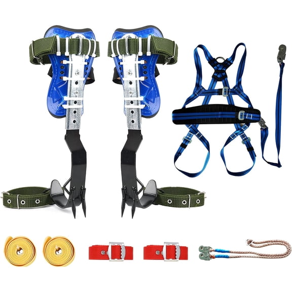 Climbing Spike, Tree Climbing Steps Gear with 5 Point Belt Straps Portable Adjustable Lanyard and Extra Multi-Functional Straps for Outdoor Jungle Survival Fruit Picking