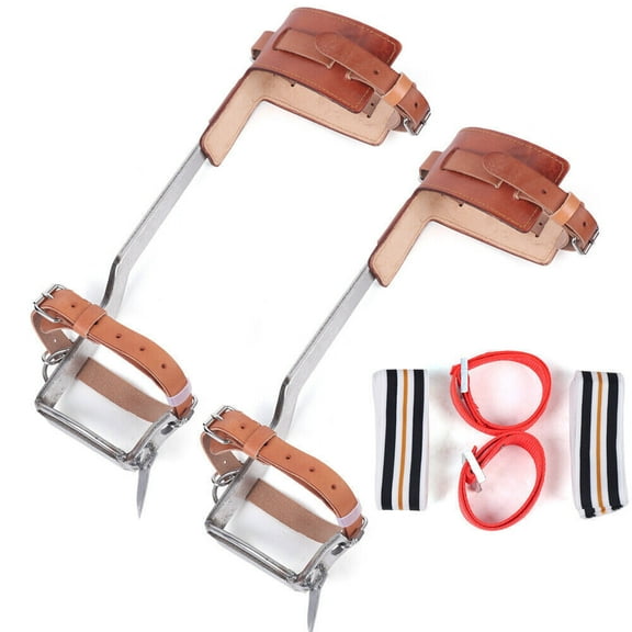 Climbing Spurs Tree Climbing Spike Gaffs Set Gear Safety Tool Stainless Steel Spikes Gaffs,4.72x4.72x16.93in,304 Stainless Steel + Cattle Hide