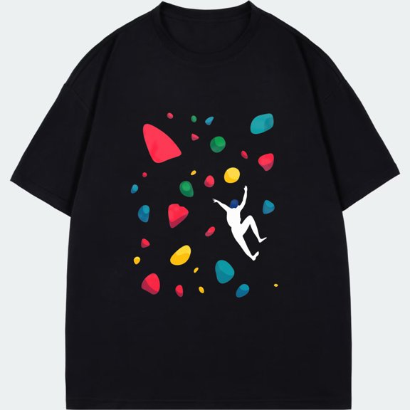 Climbing T Shirt Black Colorful Rock Climbing Design For Outdoor Activities