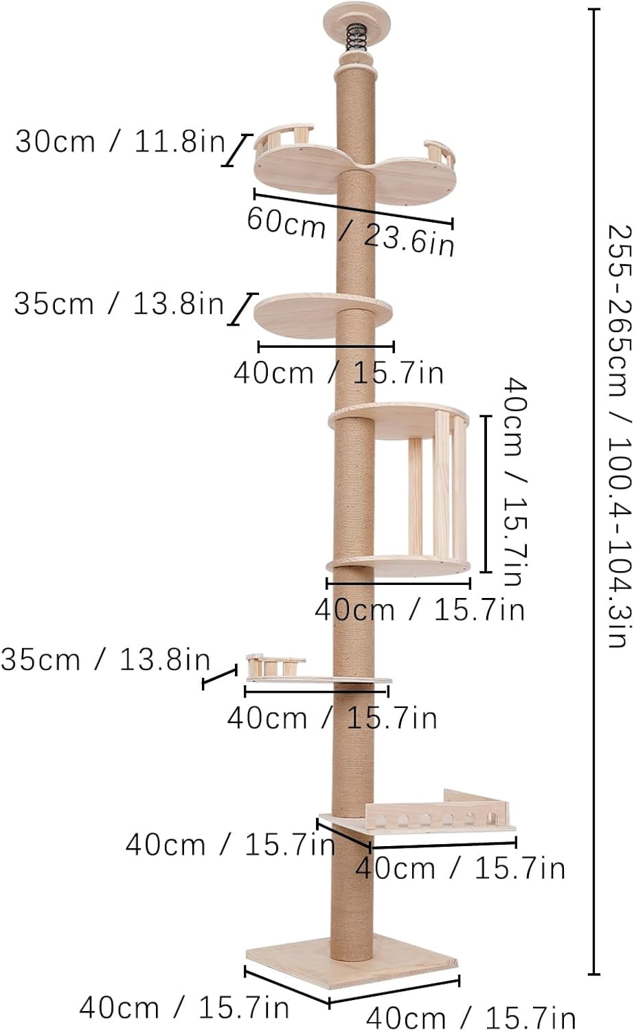 Climbing Tower, Natural Sisal Rope Scratching Post Adjustable Tall ...