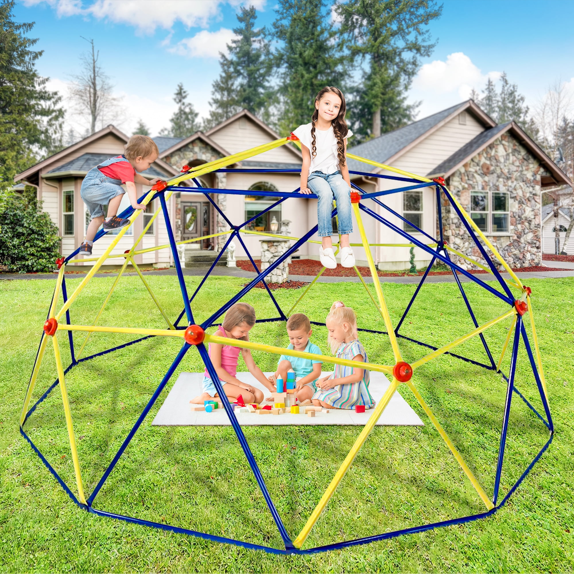 Climbing Toys for Kids, 10FT Geometric Climbing Dome, Colorful Jungle
