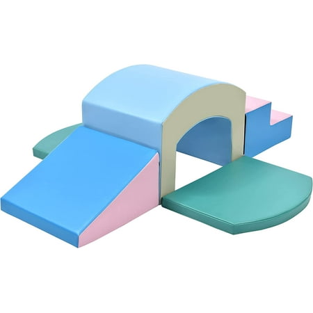 Climbing Toys Single-Tunnel Foam Climb and Crawl Activity Playset, Kids Climbing Toys Indoor for Baby,Toddlers,Lightweight Active Play Structure with Slide Stairs and Ramp (Blue)