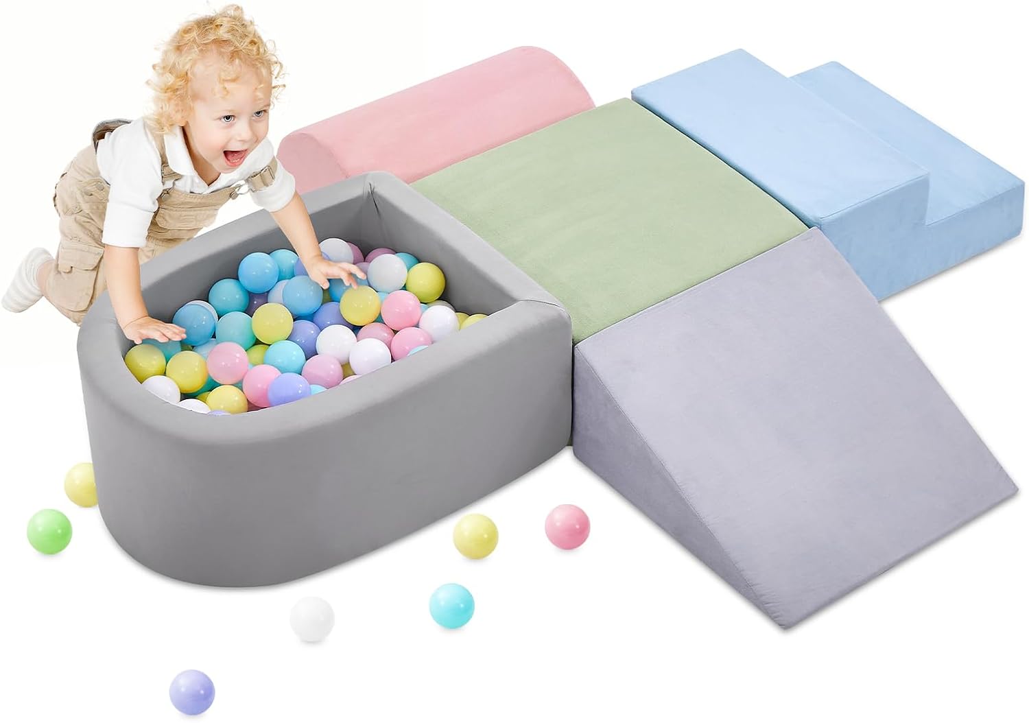 Climbing Toys for Toddlers 1-3, Foam Climbing Blocks with Ball Pit for ...
