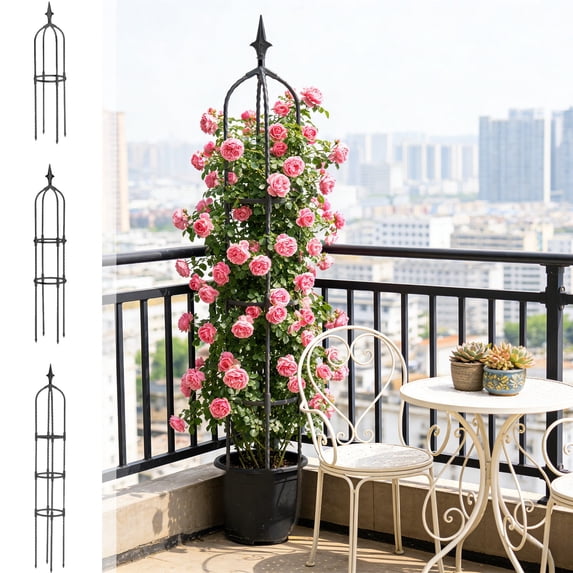Climbing Vines Trellis with Adjustable Height for Outdoor Plants – Weather-Resistant Plastic & Iron Flower Support Rack for Balcony, Garden, and Patio