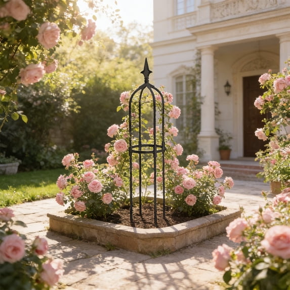 Climbing Vines Trellis | Flower Plant Bracket | Adjustable Outdoor Garden Rack, Weather Resistant Plastic, Assembled Frame, Black, Balcony Courtyard Decor