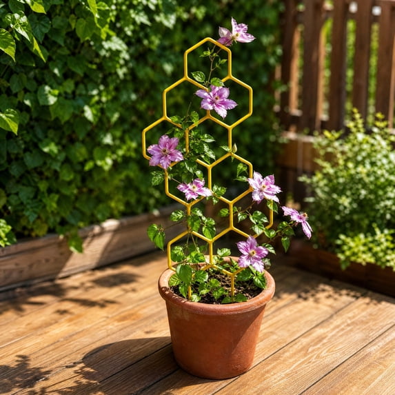 Climbing Vines Trellis, Yellow Hexagon Plant Trellis for Climbing Plants Indoor Outdoor, Small Garden Trellis for DIY Home Decor, Potted Plants, Vine Support for Ivy, Flowers