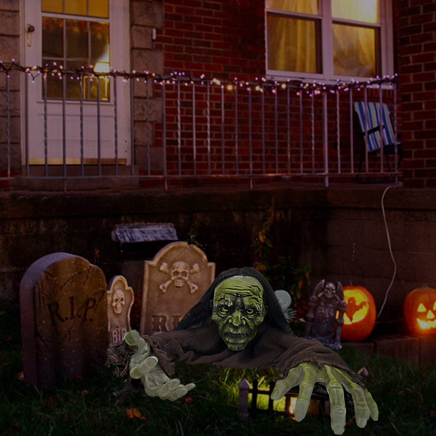 Climbing Zombie Ground Breakers Used for Creepy Outdoor Halloween Decorations with Skeletal