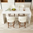thumbnail image 1 of ClinQ Modern Counter Height Bar Stool Set of 4, Upholstered Seat with Back and Walnut Curved Footrest for Kitchen Island, Beige, 1 of 9