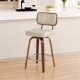 thumbnail image 1 of ClinQ 26 inch Swivel Counter Height Bar Stools Set of 1, Faux Leather Seat with Back, Walnut Bentwood Legs and Metal Footrest, Grey-Sliver Footrest, 1 of 11