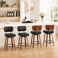 thumbnail image 1 of ClinQ 26 inch Swivel Counter Height Bar Stools Set of 4, Faux Leather Seat with Back, Walnut Bentwood Legs and Metal Footrest, Black, 1 of 11