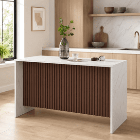 ClinQ 59 inch Modern Imitation Marble Bar Table for 4-6 People, Bar Table for Kitchen, Dining Room & Living Room, White