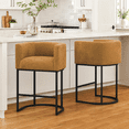 thumbnail image 1 of ClinQ Counter Height Bar Stool Set of 2, 26 in Fabric Upholstered Seat, Metal Legs for Indoor Dining Room and Kitchen Island, Yellow, 1 of 12