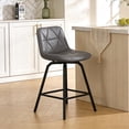 thumbnail image 1 of ClinQ 26 inch Swivel Counter Height Bar Stool Set of 2, Faux Leather Seat with Metal Legs and Back, Grey, 1 of 6