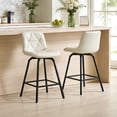 thumbnail image 1 of ClinQ 26 inch Swivel Counter Height Bar Stool Set of 2, Faux Leather Seat with Metal Legs and Back, White, 1 of 6