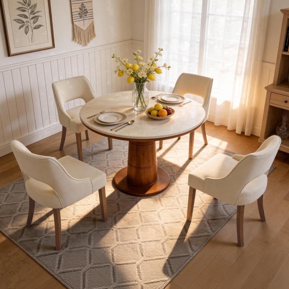 ClinQ Dining Chair,Morden Wood Leg Upholstered Kitchen Chair Set of 4, Beige-Walnut Leg