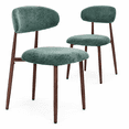 thumbnail image 1 of ClinQ Dining Chairs Set of 2, Modern Upholstered Kitchen Chairs with Curved Backrest, Thick Linen Fabric Cushion and Wood Grain Metal Legs, Green, 1 of 11