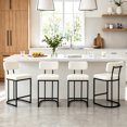 thumbnail image 1 of ClinQ Modern Bar Stools Set of 4, Upholstered Counter Height Bar Chairs with Sturdy Metal Frame and Backrest for Kitchen Island, Beige, 1 of 8
