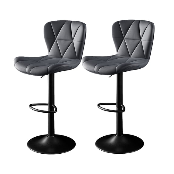 ClinQ Swivel Adjustable Bar Stools Set of 2, PU Leather Counter Height Bar Chairs with 360° Swivel, Hydraulic Lift, Footrest, Darkgray