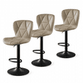 thumbnail image 1 of ClinQ Swivel Adjustable Bar Stools Set of 3, PU Leather Counter Height Bar Chairs with 360° Swivel, Hydraulic Lift, Footrest, Camel, 1 of 6