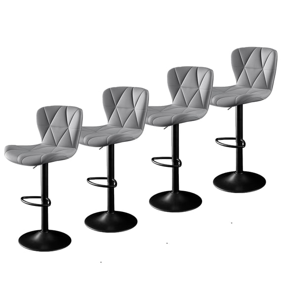 ClinQ Swivel Adjustable Bar Stools Set of 4, PU Leather Counter Height Bar Chairs with 360° Swivel, Hydraulic Lift, Footrest, Lightgray