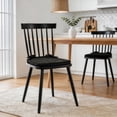 thumbnail image 1 of ClinQ Wooden Windsor Dining Chair Set of 2，Modern Classic Armless Kitchen Side Chairs with a Padded Seat and Sturdy Iron Legs for Dining Room, Black, 1 of 6