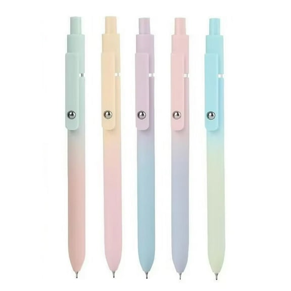Clinaoy 5Pcs Gel Pen Set 0.5mm Quick Dry Black Ink Pens Fine Point Smooth Writing Steel Ball Clip Comfortable Grip Note Pens