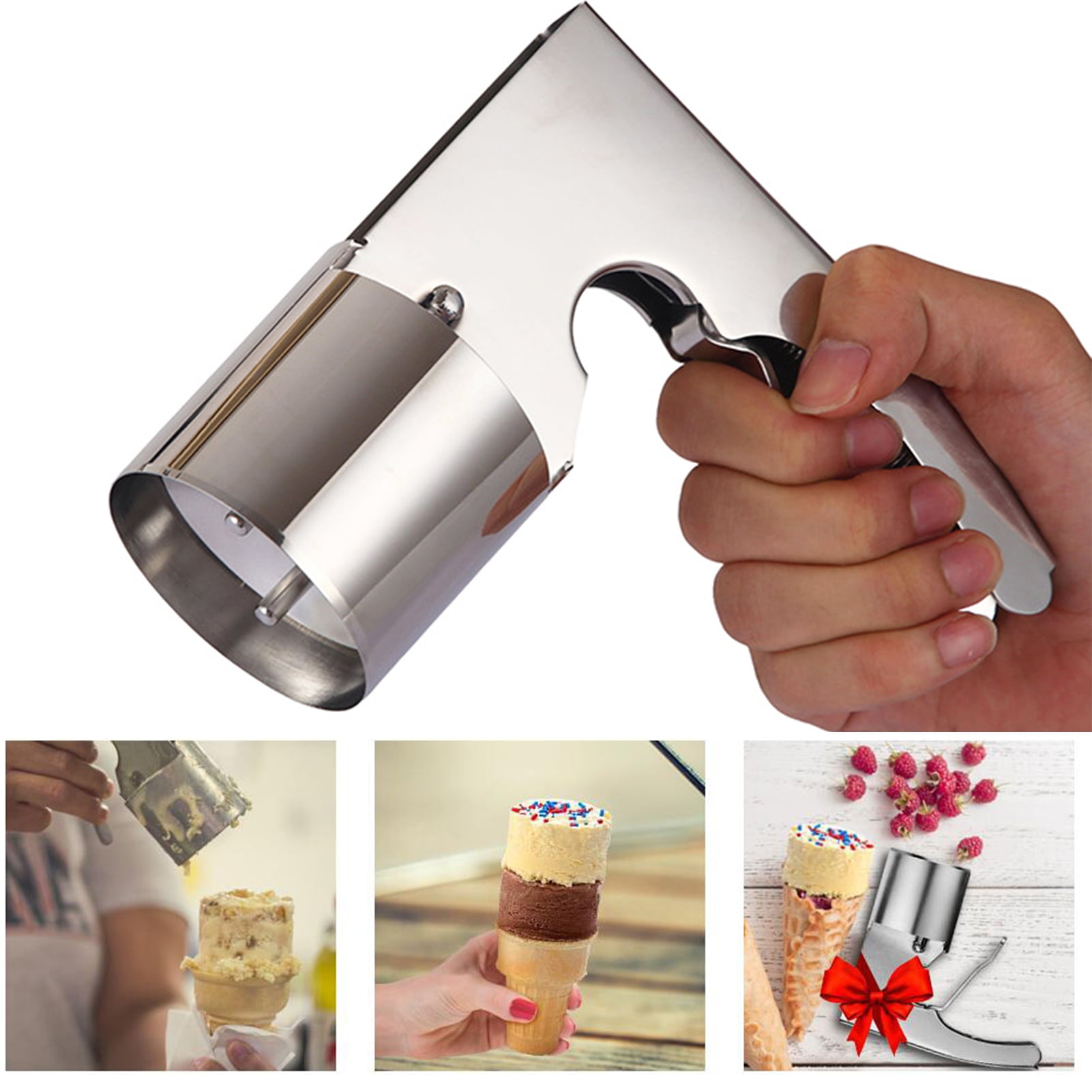 Clinaoy Big Volume Stainless Steel Ice Cream Scoop with Trigger Easy to