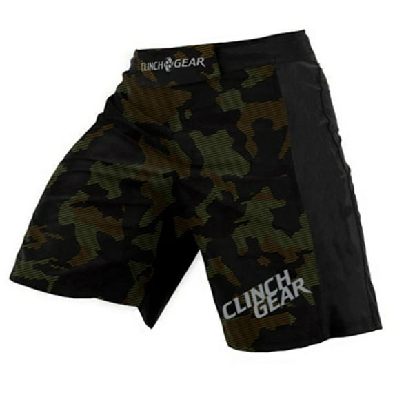 Clinch Gear Mens Trooper MMA Wrestling Shorts - Camo/Black/Silver