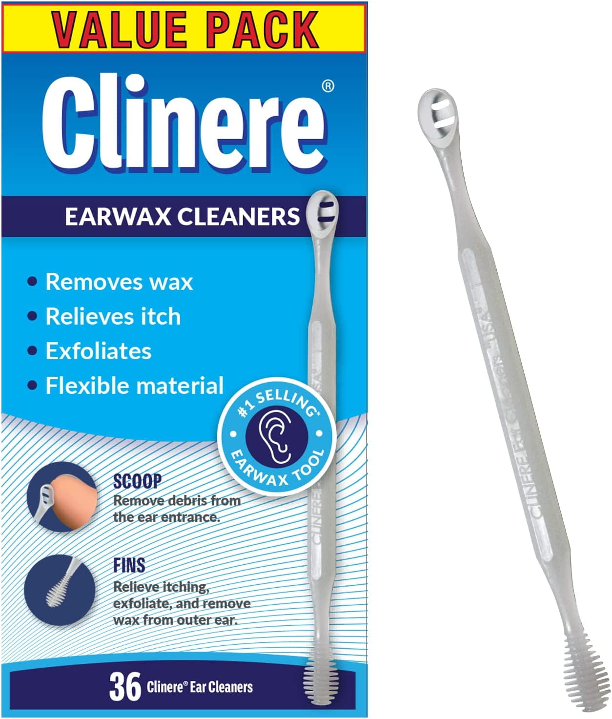CLINERE EAR CLEANERS Clinere Flexible Plastic Personal Ear Cleaners, 36 count