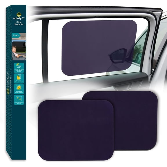 Cling Car Window Shades for Baby, 2 Pieces, Sun Blocker and UV Protection, Static Cling Privacy Shade, Black Tint