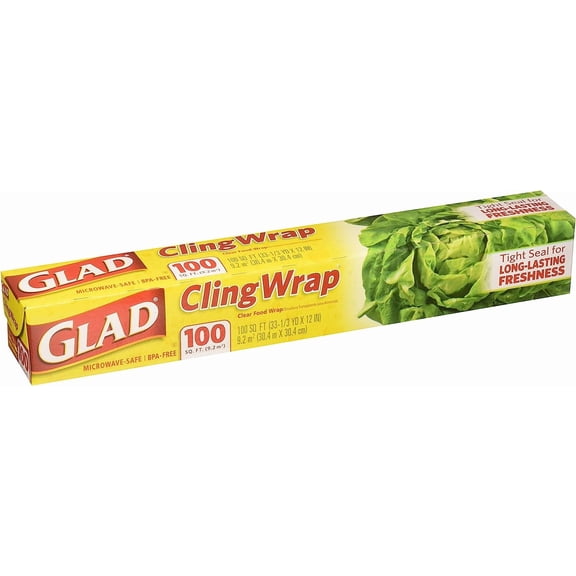Cling Wrap, Clear Food BPA -Free, Microwave Ready, 100 Sq Ft/Roll, 33.3 Yard x 12 Inch Box (Pack of 2)