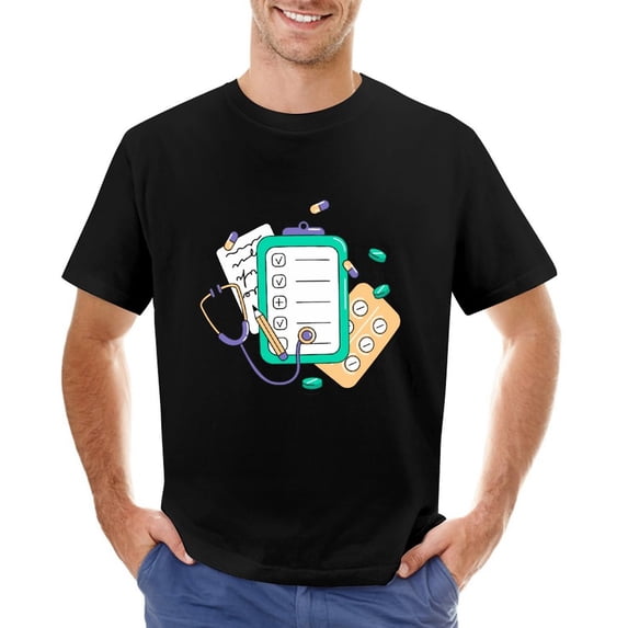 Clinic Men’s Graphic T-shirt Vintage Short Sleeve Sport Tee Black 4XL